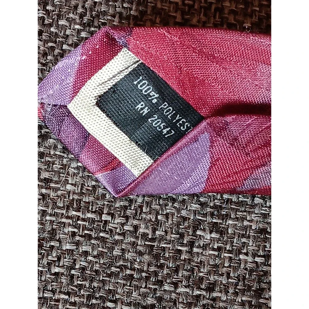 Tie 70s 80s 90s Y2K Mens Cabralli Red Purple 3.5 Wide 56 Long